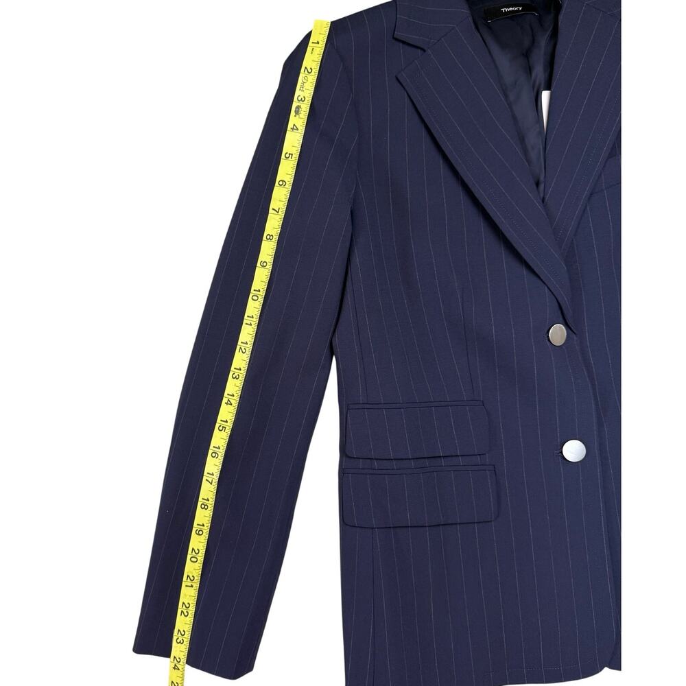 THEORY Tailor Blazer Pinstripe Navy Wool Jacket - Picture 15 of 16